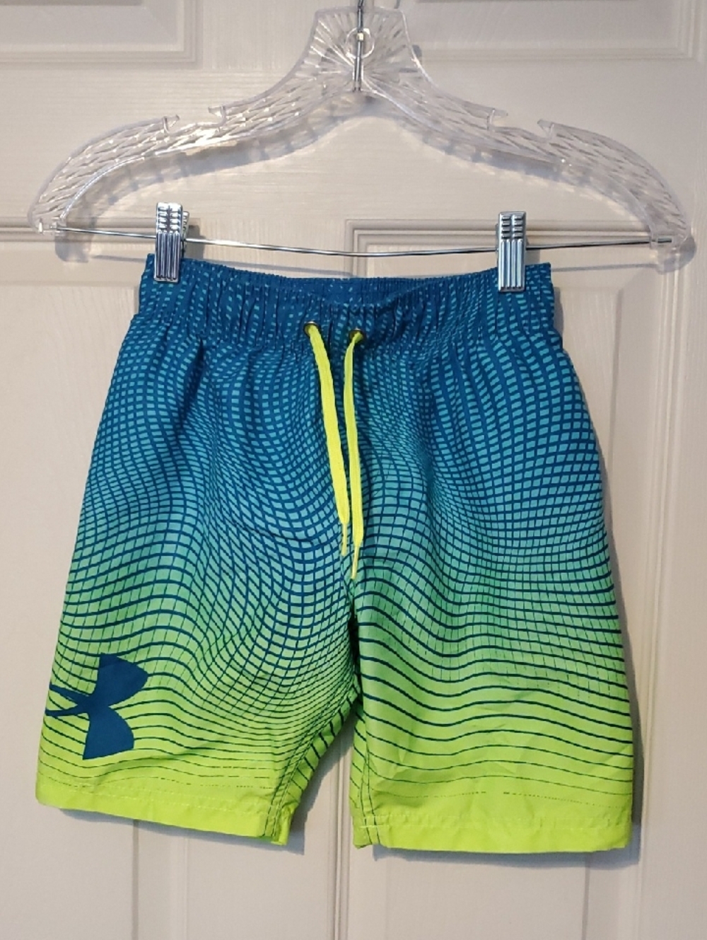 Under Armour Teal to Neon Yellow Gradient Boys Swim Shorts